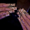 FIEONCIY Press on Nails Coffin Long Length Acrylic Glossy Full