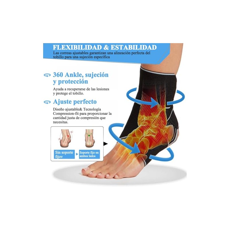 2 Pares Tobillera para Esguince, Fascitis Plantar y Tendinitis