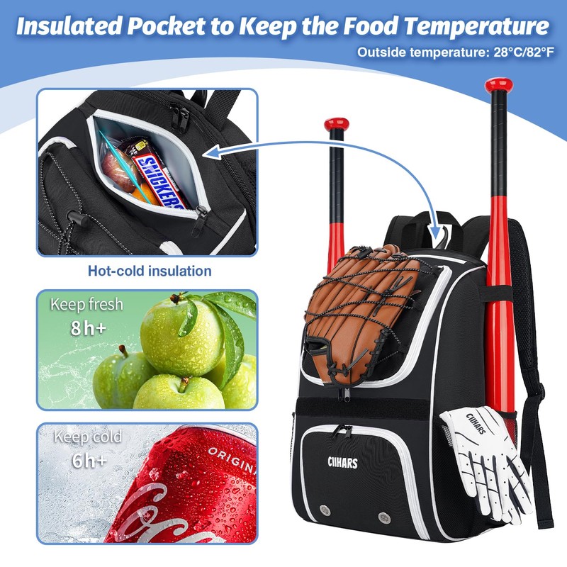 Ciihars Youth Baseball Bag - Baseball Backpack Bat & Glove