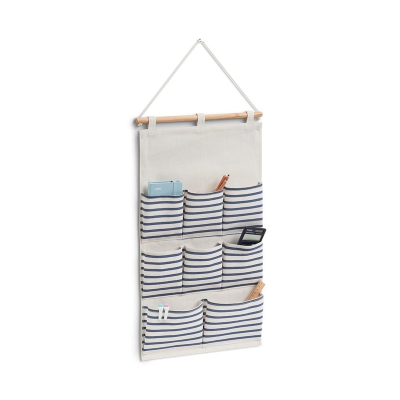 Zeller 14285 Hanging Storage Box Stripes 8 Compartments Cotton /