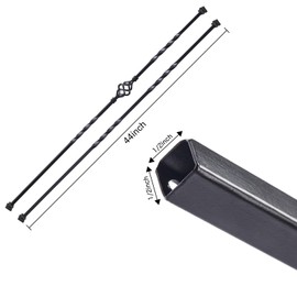 Gleefurny Balusters for Staircase Interior - Stair Spindles, Banister, Hollow, 1/2inch x 44inch, Single Basket, Double Basket, Double Twist Iron Balusters and Swivel Shoes (Pack of 9), Satin Black