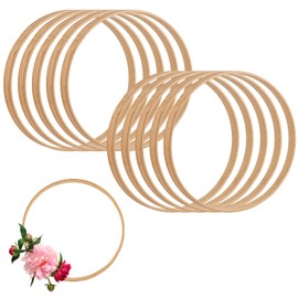 ANNASAMDO Pack of 10 Wooden Rings for Crafts, 20 cm Dream Catcher Rings, Bamboo Flower Wreath, Macrame Floral Hoop for DIY Wedding Wreath, Decor and Wall Hanging, Craft, Flower Wreath, Door Wre
