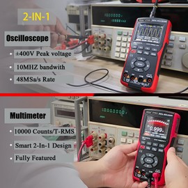 BSIDE Digital multimeter with Oscilloscope 2 in 1 10Mhz Bandwidth 2.8” Digital oscilloscope Multimeter IPS Color Display Handheld Scope Meter Auto Calibration Current Cap Hz Ohm Diode Voltage Tester