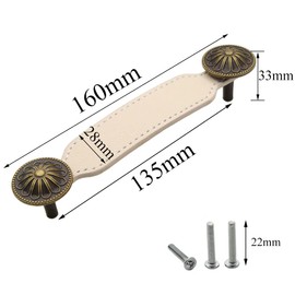 Lowats Leather Handle for Furniture Pack of 5 Furniture Handles Leather 128 mm Leather Cabinet Handles Leather Loop Handle Cabinet Knobs with Screws for Cabinet Compartment Furniture