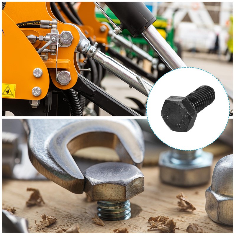 METALLIXITY Hex Bolts (M10-1.5x20mm) 10Pcs, 12.9 Grade Carbon Steel Fully