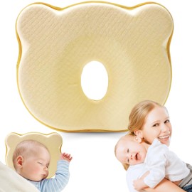 CMJ PRO Premium Unisex Memory Foam Portable Baby Pillow Hypoallergenic Prevent Flat Head Neck Support for Infant Sleeping Soft and Cozy Breathable for Bebe Travel