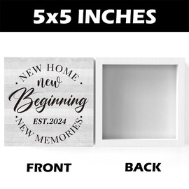 2024 Housewarming Gift New Home Decor Rustic New House Gift Ideas for New House 2024 Wood Sign Home Sweet Home Sign Desk Shelf Farmhouse Room Decorations 5 X 5 Inch