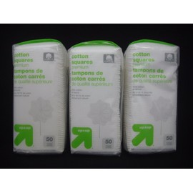 150 Up & Up Cotton Squares Premium 100% Cotton Natural (Total of 3 Packs)
