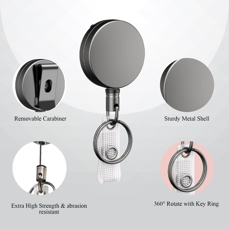 Pack of 3 Key Fob Extendable, Extendable Lanyard, Multifunctional Retractable