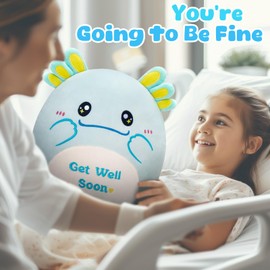 CozyWorld 12" Get Well Soon Axolotl Plush Pillow,Soft Axolotl Plushies,Get Well Axolotl Stuffed Animal,Kawaii Axolotl Plush Toy,Cute Salamander Plush Feel Better Gifts for Kids Women Men (Mint Green)