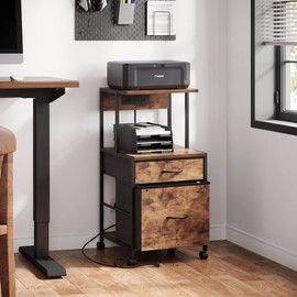 VonDream Printer Stand with Charging Station, File Cabinet for Home Office