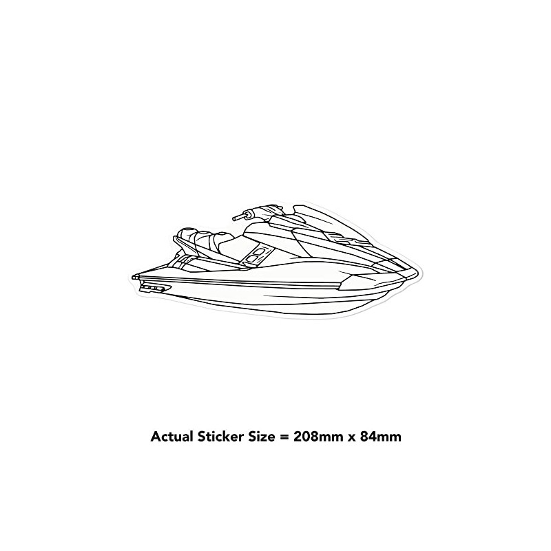 Medium 210mm 'Jet Ski' Clear Static Window Cling Sticker/Decal (Black)