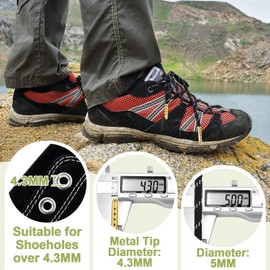 YJRVFINE 1/5" Thick Hiking Shoelaces with Metal Tips Round Boot Laces Light Brown Black Dots 71 inch 2 Pair