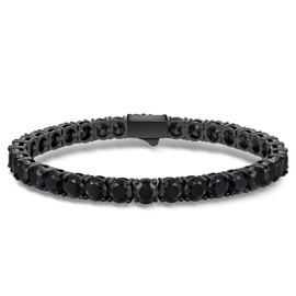 KRKC&CO Tennis Bracelets for Men Women, Black 5A CZ Bracelet, 5mm 8.0in