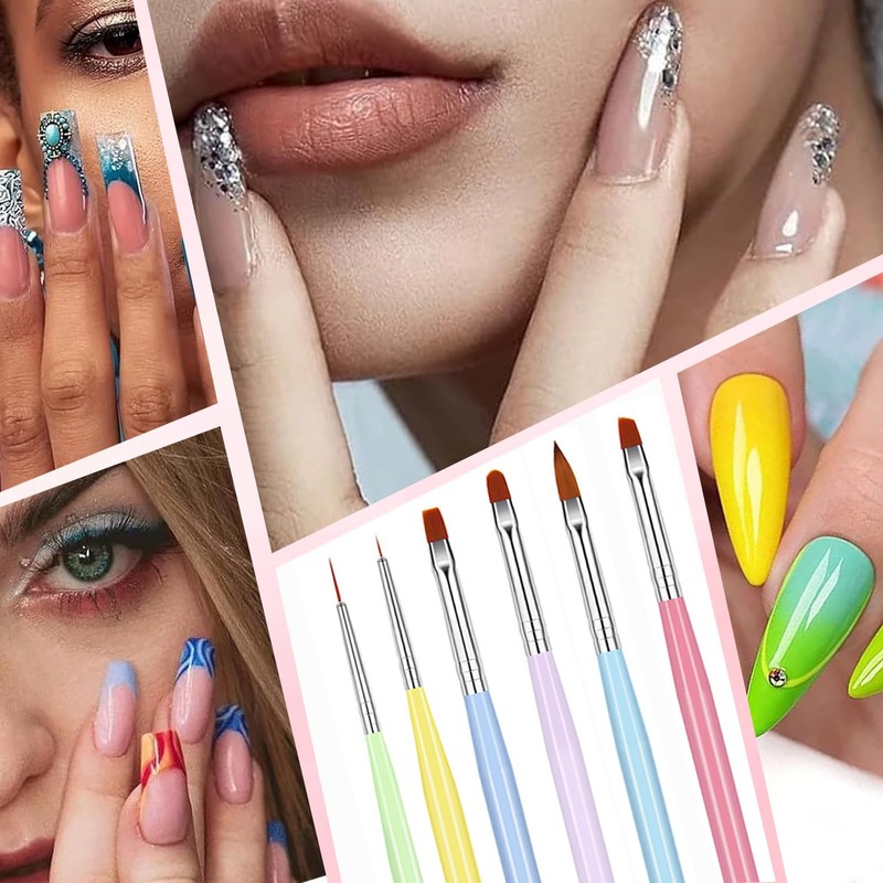 6PCS Acrylic Nail Brush Set – Professional Nail Art Brushes