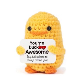 Mini Funny Positive Cute Duck Emotional Support Encourage Crochet Gifts Birthday Valentine for Women Men Cute Duck Home Decor Positive Encourage Duck Positive Crochet Animals(You're Ducking Awesome)