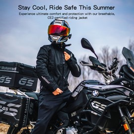 DUHAN mesh motorcycle jacket men Lightweight Breathable Summer Jacket for unisex with CE Level 2 Shoulder Elbow Armor Pads (US, Alpha, X-Large, Regular, Regular, Grey)