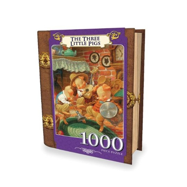 MasterPieces Three Little Pigs Book Box Jigsaw Puzzle, Art by Scott Gustufson, 1000-Piece