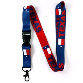 EASTEX Texas Lanyard Keychain - Texan Lanyards for Keys Badge ID Passport - ID Card Holder Keychain for Texans - State of Texas Gifts and Souvenirs - Christmas Stocking Stuffers (1 Blue/Red Lanyard)