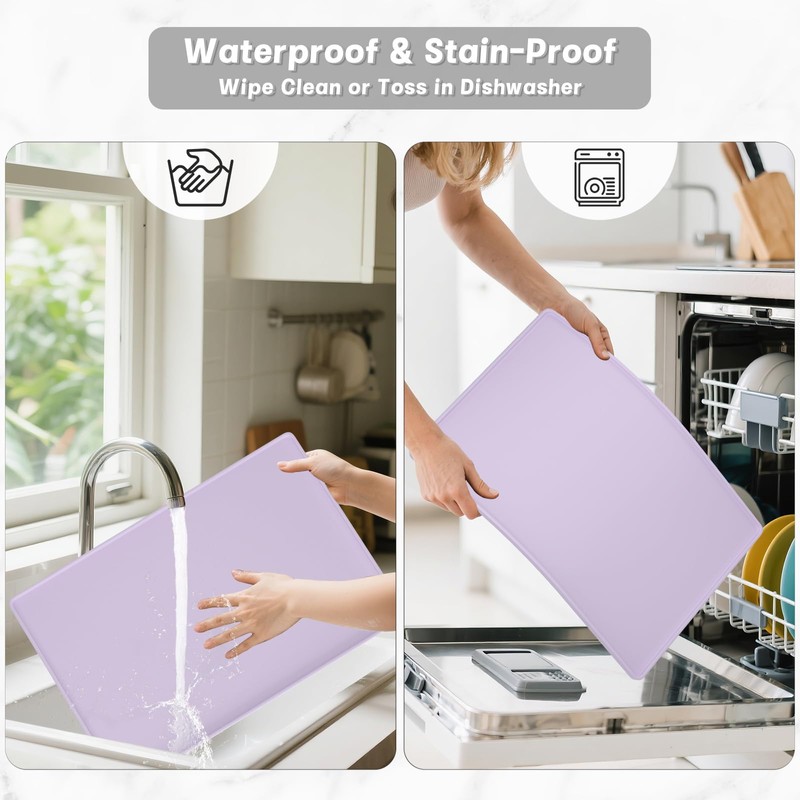 Rnivvi Silicone Coffee Mat, 12" x 19" Waterproof Raised Edge