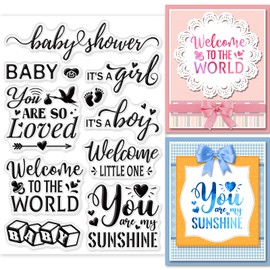 GLOBLELAND New Born Text Clear Stamps Blessings Words Decoration Silicone Clear Stamp Seals for DIY Scrapbooking Journals Decorative Cards Making Photo Album DIY Craft