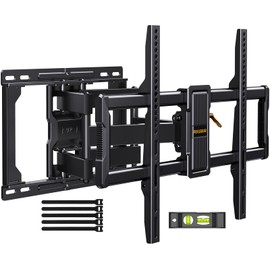 Perlegear UL-Listed Full Motion TV Wall Mount for 40–86 Inch Flat Curved TVs up to 132 lbs, 12″/16″ Wood Studs, TV Mount Bracket with Tool-Free Tilt, Swivel, Extension, Max VESA 600 x 400mm, PGLF15