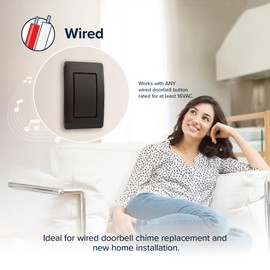 Heath Zenith Wired Mechanical Doorbell Chime Kit, Black, Plastic, Lighted, 2 Melodies, Home Improvement, Porch, Outdoor, House