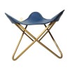 PARRYS LEATHER WORLD Handmade Blue Leather Foot Stool–Powder Coated Iron