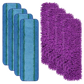 8 Pack Mop Pads for Bona Family of Mops, 4 Pet Microfiber Sweeping Pad + 4 Microfiber Deep Clean Pad, Pet Cleaning Pad for Bona Microfiber Cleaning Pad for Multi-Surface Floors