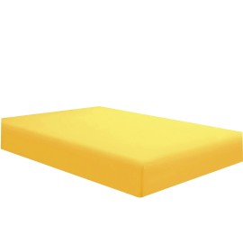 Sfoothome Single Fitted Sheet Twin - Yellow - Deep Pocket Brushed Velvety Microfiber Br