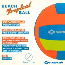 Schildkröt® Tropical Beach Volleyball, Neoprene Volleyball, Size 5, Diameter 21 cm, Normal Size, Volley with Non-Slip Textile Surface, Salt Waterproof, Ideal for Beach and Garden, 970299