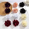 Exaggerated Satin Large Rose & Camellia Flower Earrings - Fluffy