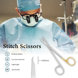 Premium Quality Suture Scissors with Extra Fine Sgarpness (13 CM)