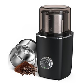 CEVING Hands-Free Blade Coffee Grinder, Cordless Coffee Mill with 5-30S Adjustable Grinding, Triple-Lock Safety & 1500mAh Rechargeable Battery with Removable Bowl, Portable for Camping, Travel, etc.