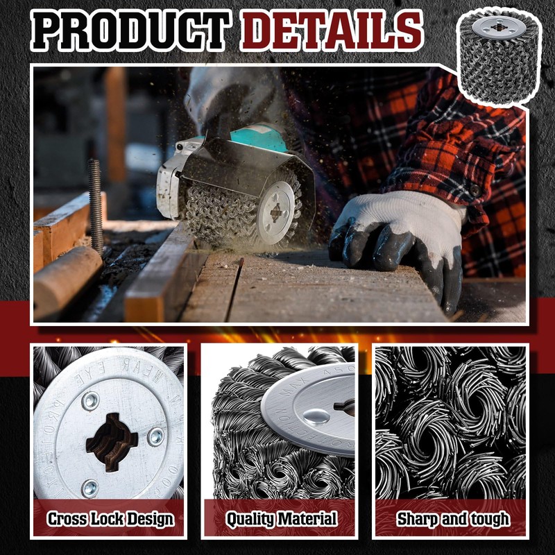 Teenyyou 2 Pack 4.7 x 4 Twisted Steel Wire Wheel