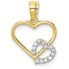 10k Yellow Gold CZ Heart in Heart Pendant 10C1431