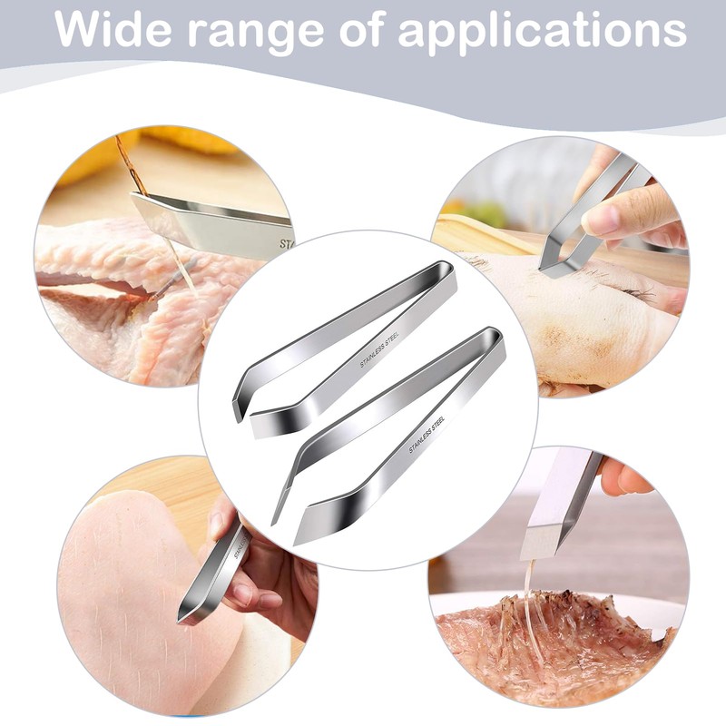 Fish Bone Tweezers,2 PCS Professional Stainless Steel Fish Tweezers and