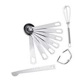 Cucharas Medidoras De Acero Inoxidable Tazas Con Palillo Medidor Y Batidor Cucharas Apilables De Cocina Juego De MedicióN Para Ingredientes Secos Y LíQuidos Cabe En Tarros De Especias