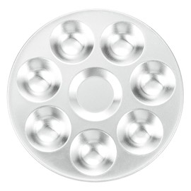 HARFINGTON Aluminum Round Paint Mixing Palette Tray 4.7" 7 Wells for Acrylic Oil Watercolor Artist DIY Painting