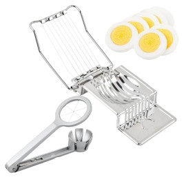 Stainless Steel Egg Slicer, Professional Egg Divider, Dishwasher Safe, Practical Egg Divider and Egg Splitter for Round and Oval Eggs, Salad Ingredients, with 1 x Six Piece Egg Cutter