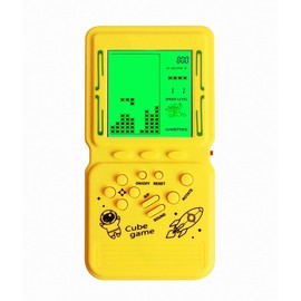 HLF Retro Brick Game Console Large Screen with Green Backlight Built-in 23 Multi-Mode Games Classic Nostalgia Speed and Difficulty Adjustable Powered by 2 AA Batteries (Yellow)