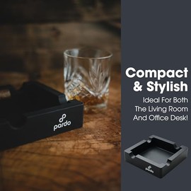 Pardo Cenicero de Silicona - Portátil Accesorio para Ceniceros Exteriores - Bandeja Integrada con Soporte para 4 Puros - Boquilla Espaciosa para Cigarros - Negro