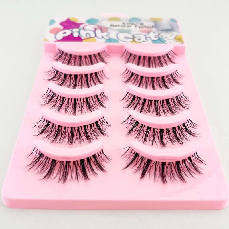 Kagonekodo False Eyelashes (Transparent Axis n-FXL67-BL 5 Pairs Black, Natural
