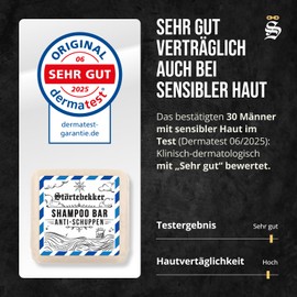 Störtebekker Premium Solid Anti Dandruff Shampoo - Solid Shampoo Men & Women - 3-in-1 Shower Soap Men for Hair & Scalp - Vegan, Handmade (100 g)