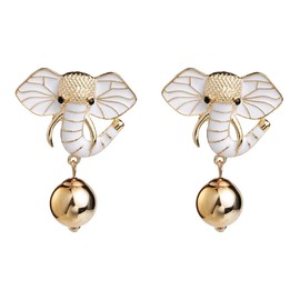 Enamel Elephant Earrings, African Elephant Animal Dangle Earrings for Women, Bohemian Bead Elephant Head Statement Earrings Elephant Boho Jewelry, Elephant Shape Drop Earrings for Girls