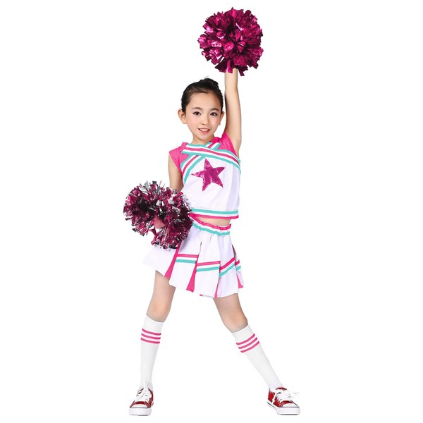 LOLANTA Girls' Cheerleading Costumes with Pompoms and Socks, Kids Halloween
