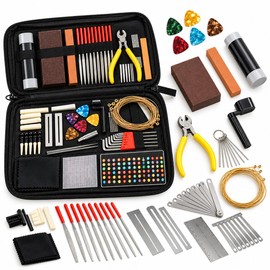 72-Piece Guitar Repair Tool Kit – Guitar Maintenance and Setup Luthier Tool Set for Acoustic, Electric, Bass, Ukulele and Banjo with Zipper Case