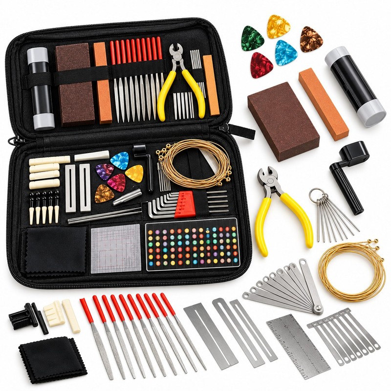 72-Piece Guitar Repair Tool Kit – Guitar Maintenance and Setup