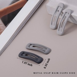 Cptots 20 PCS Small Rectangle Hair Barrettes For Women Non Slips Snap Clips For Thin Fine Hair,Matte Black Gray White,1.97 x 0.55Inch