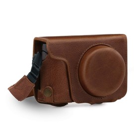 MegaGear Ever Ready Genuine Leather Camera Case with Carry Strap Compatible with Panasonic Lumix DMC-TZ100, DC-TZ200